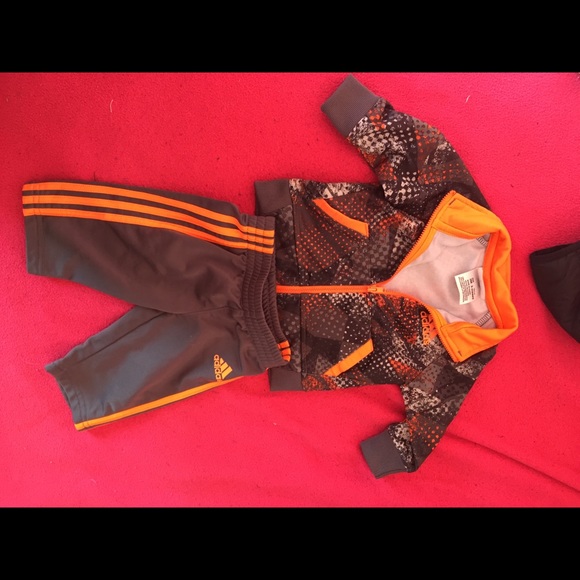 orange adidas tracksuit baby